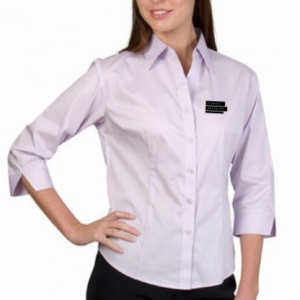 Corporate Merchandise: Embroidered Logo on poly cotton formal shirts for women