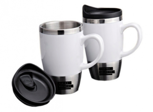 Corporate Merchandise: Logo Printing on branded coffee mugs and sippers